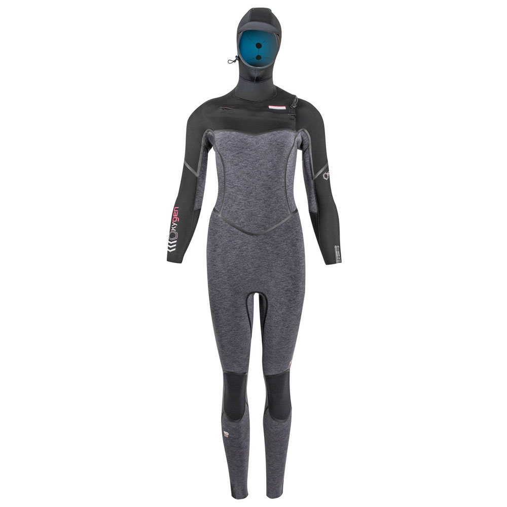 Prolimit Oxygen hooded steamer Free-X 6/4 mm frontzip combinaison femme noir/vin foto 1