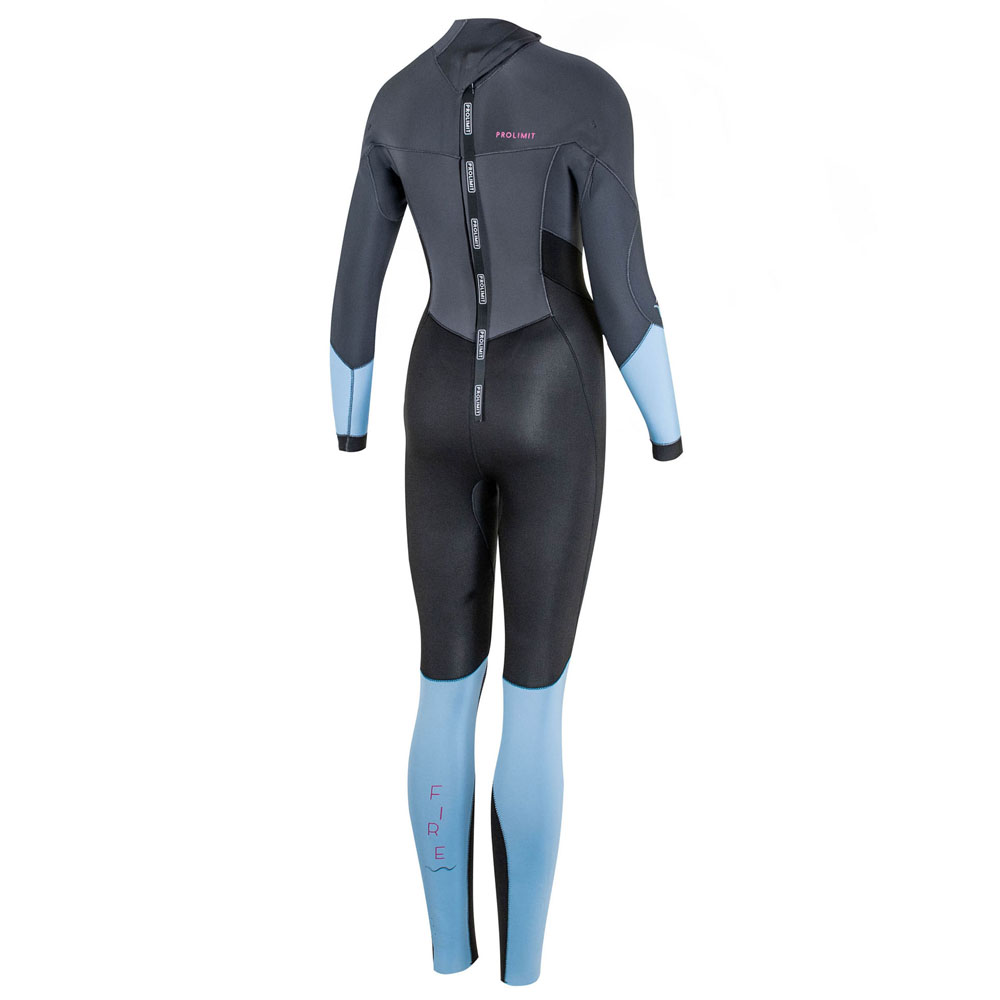 Fire steamer 5/3 mm backzip combinaison femme noir/bleu