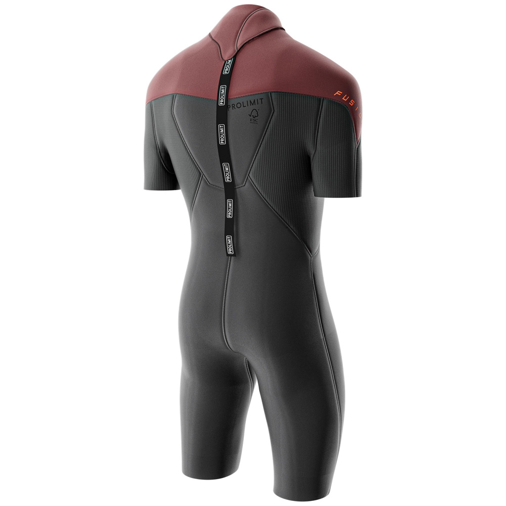 Prolimit Fusion shorty 2/2 mm combinaison homme fermeture dos rouge foncé 3