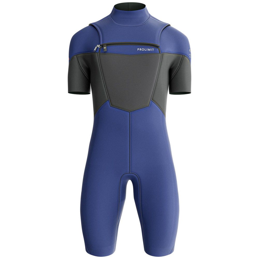 Prolimit Fusion shorty 2/2 mm combinaison homme fermeture poitrine bleue 2
