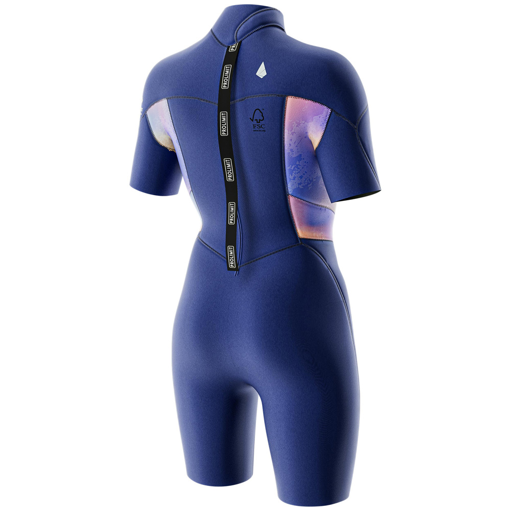 Prolimit Fire Shorty V-zip 3/2 mm combinaison femme bleue 3
