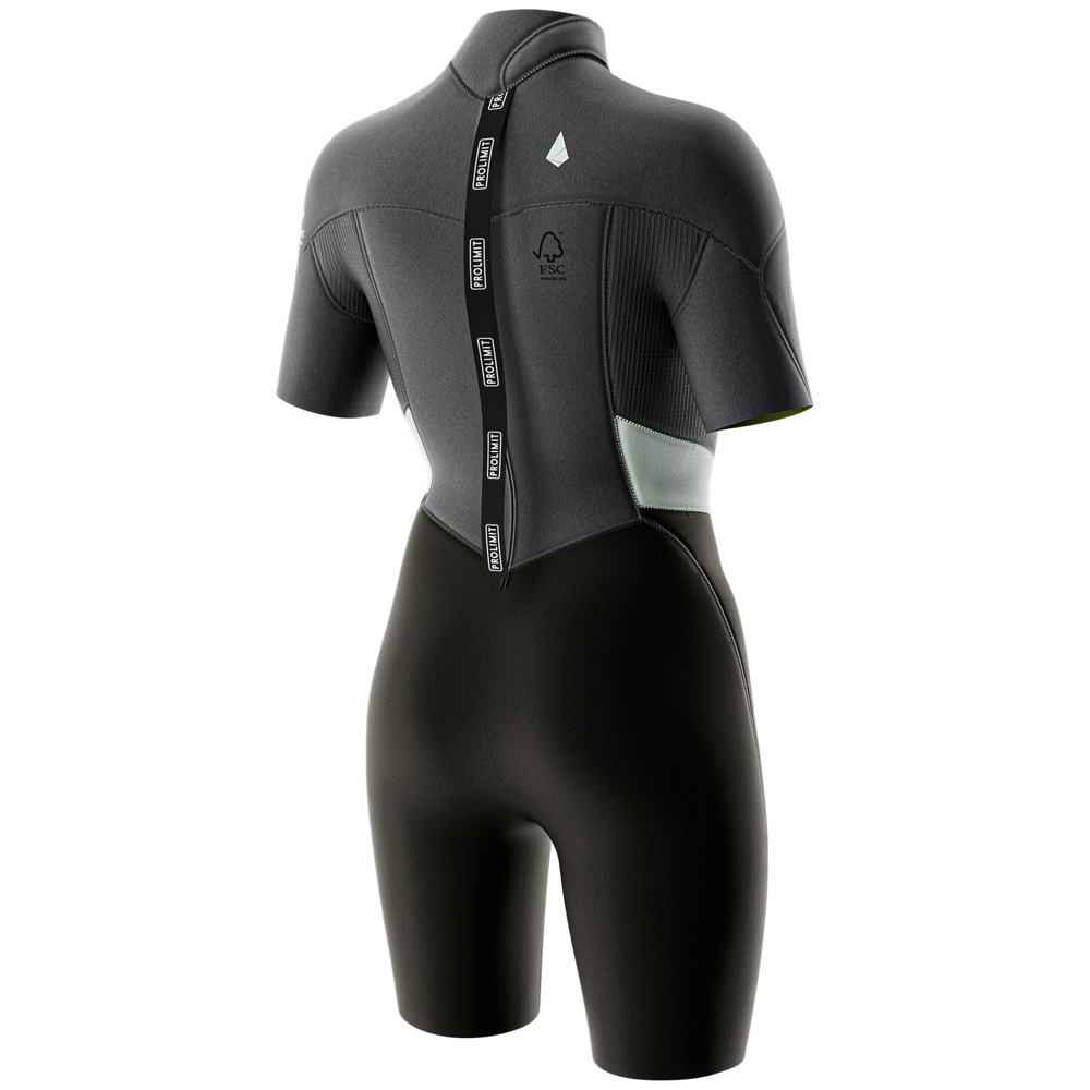 Prolimit Fire Shorty V-Zip 3/2 mm combinaison femme grise 3