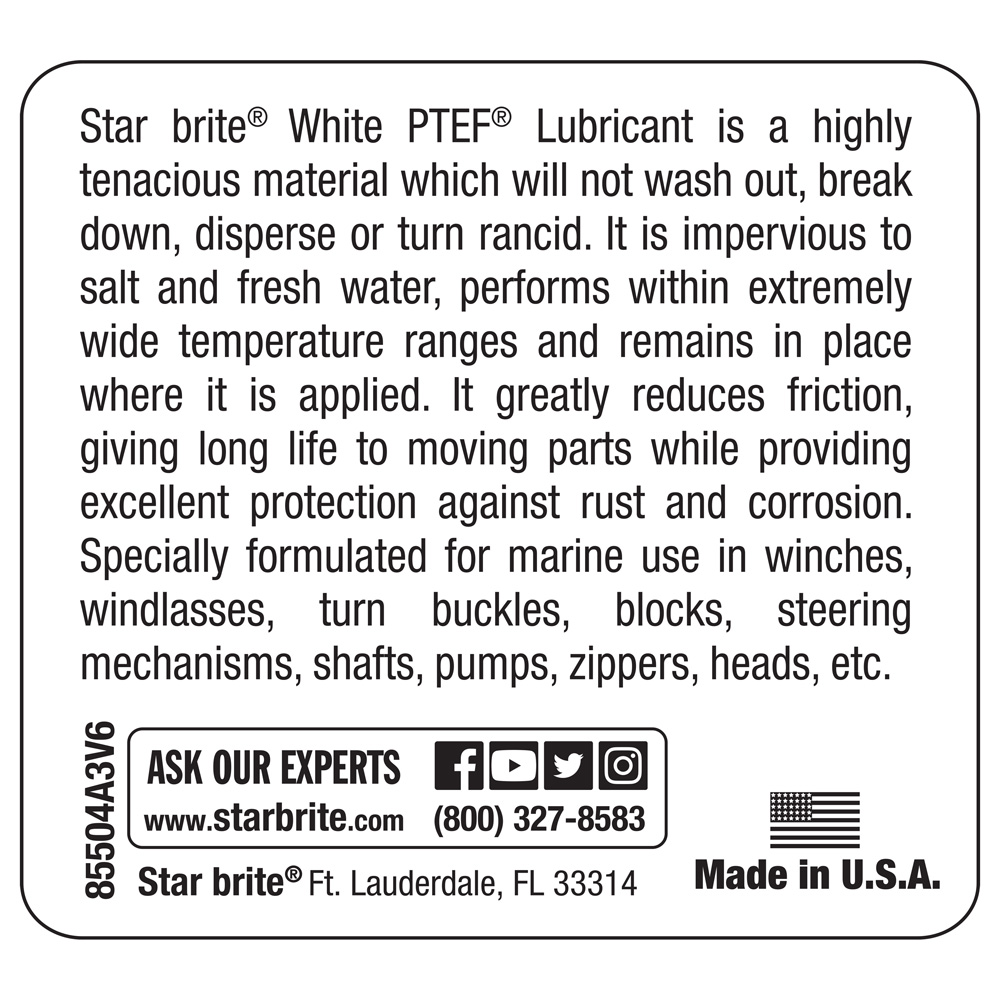 Starbrite lubrifiant ptef blanc pour treuils 113 g 2