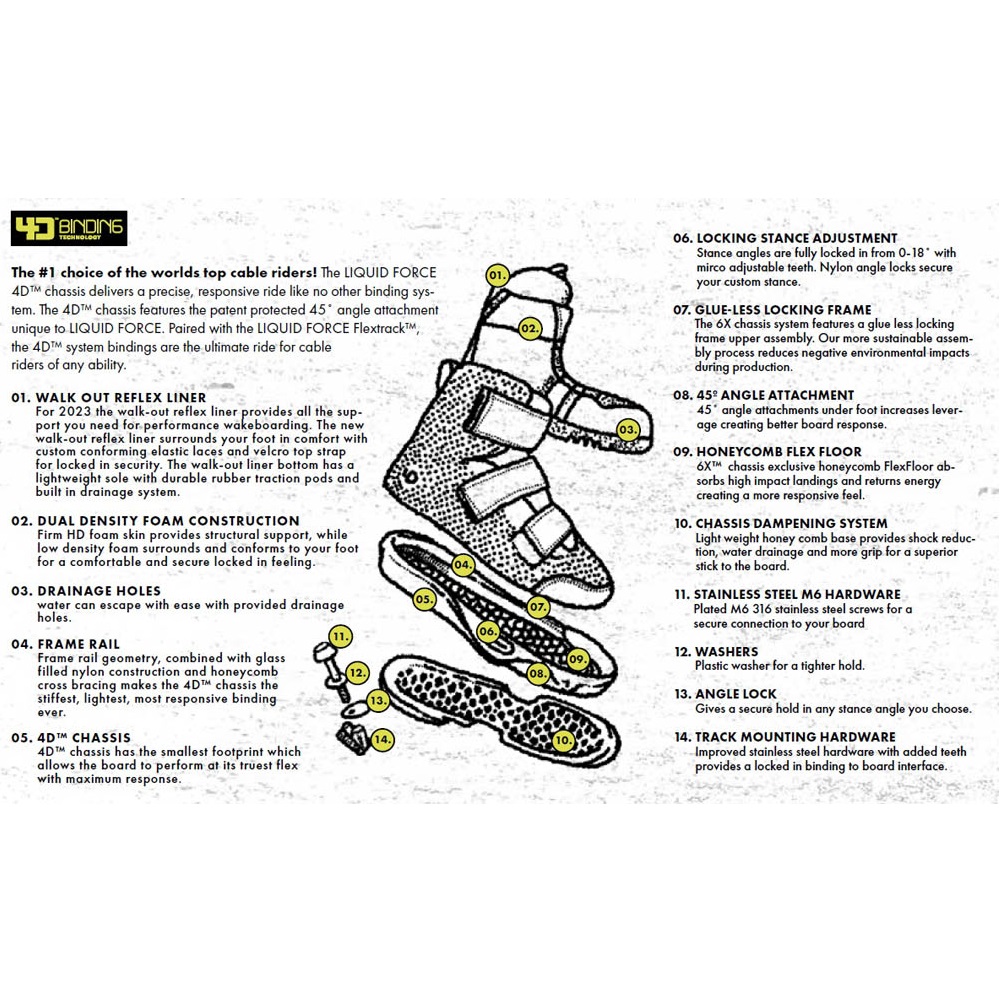Liquid Force peak 4D chausses de wakeboard blanches 4