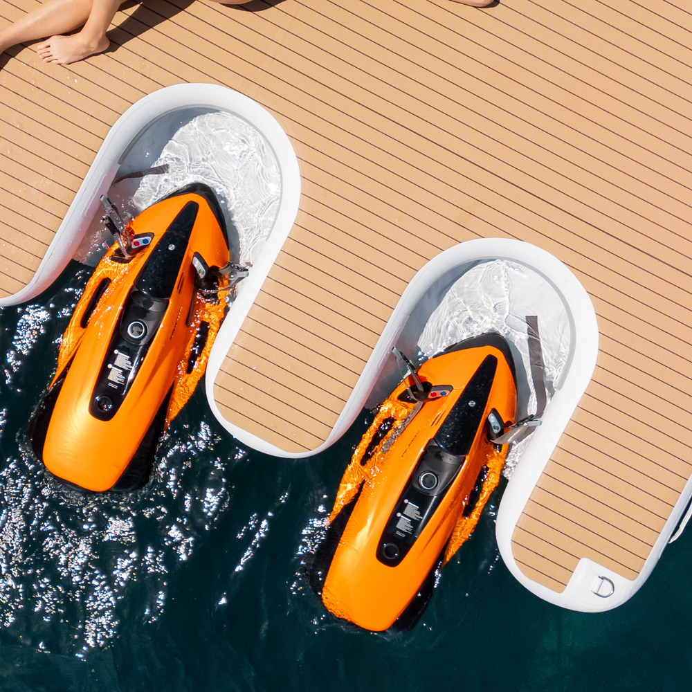 SeaRaft double Seabob dock gonflable avec pont en teck 3