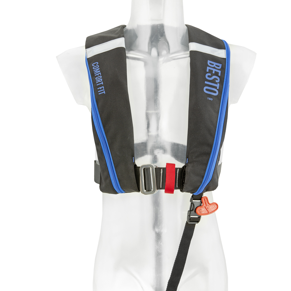 Giubbotto di salvataggio automatico Comfort fit 180N mh nero/blu