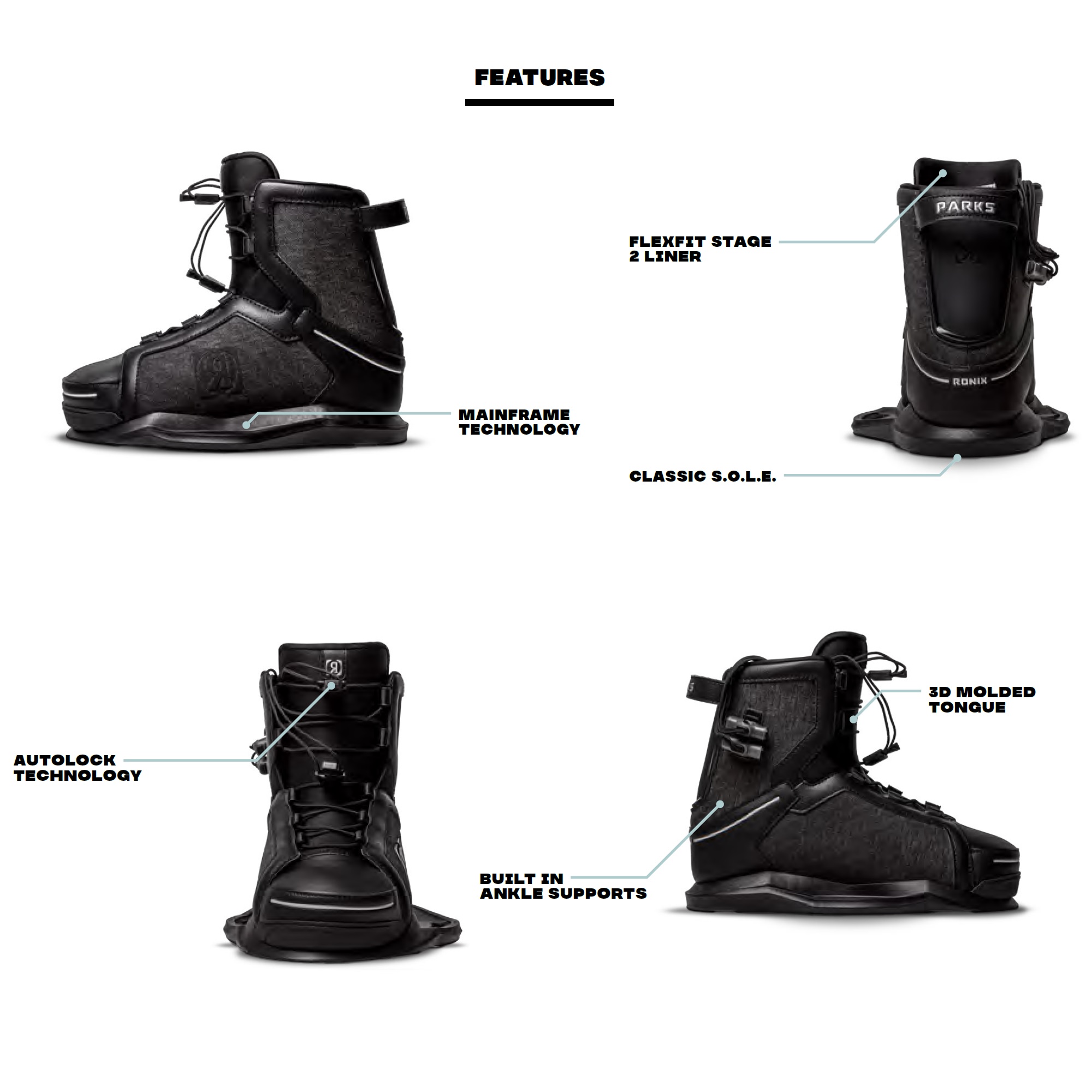 Ronix Parks 145 cm pacchetto da wakeboard con attacchi Parks 6