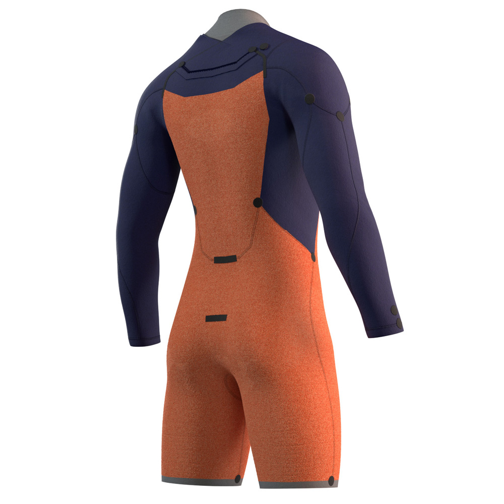 Mystic Marshall Longarm Shorty 3/2mm Backzip Flatlock muta uomo blu/giallo 4