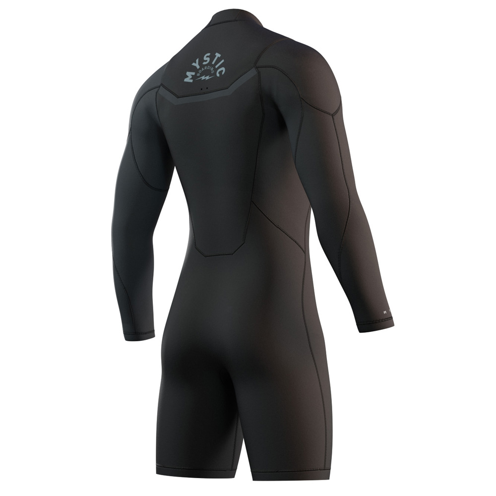 Mystic Marshall Longarm Shorty 3/2mm Backzip Flatlock muta uomo nero/grigio 2