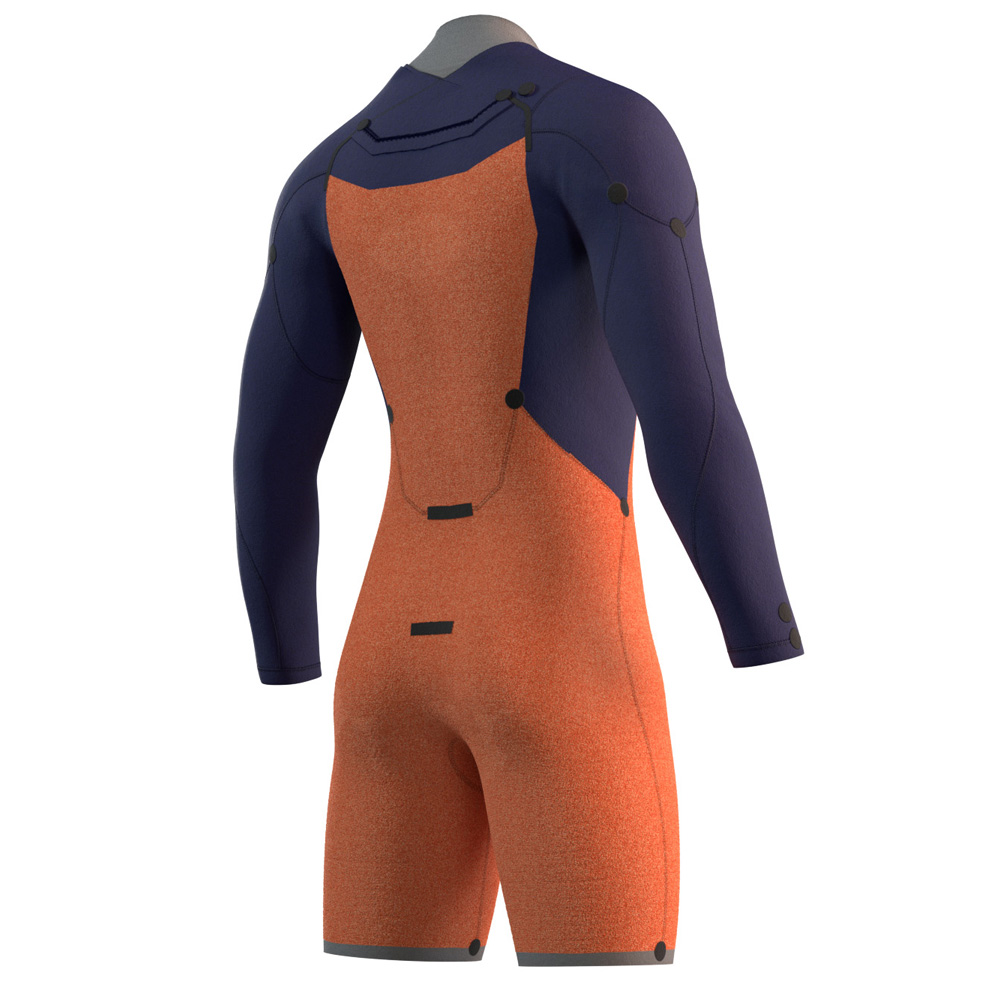 Mystic Marshall Longarm Shorty 3/2mm Backzip Flatlock muta uomo nero/grigio 4