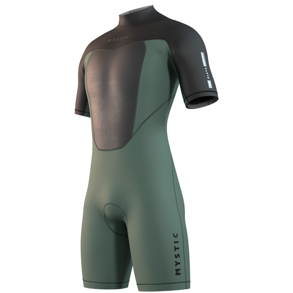 Brand Shorty 3/2 mm muta uomo verde con cerniera posteriore