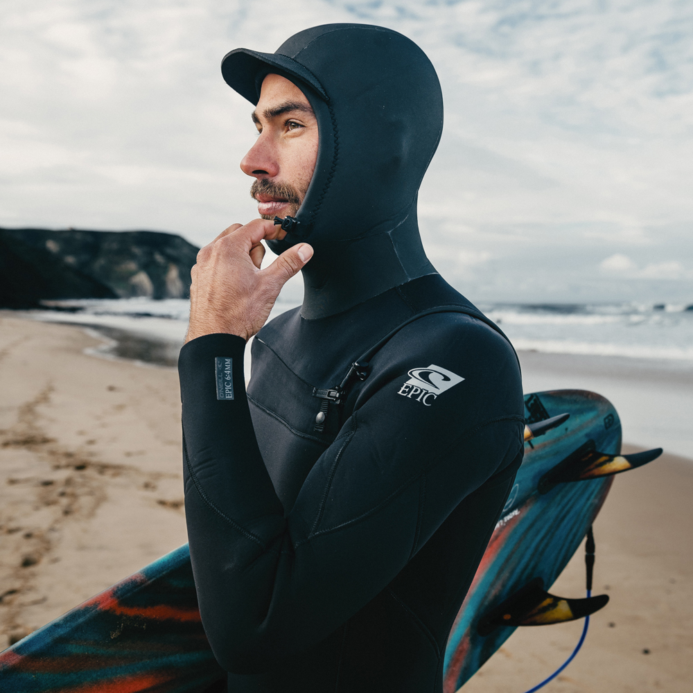 Oneill Epic Fullsuit 6/4 zip frontale nero con cappuccio 6