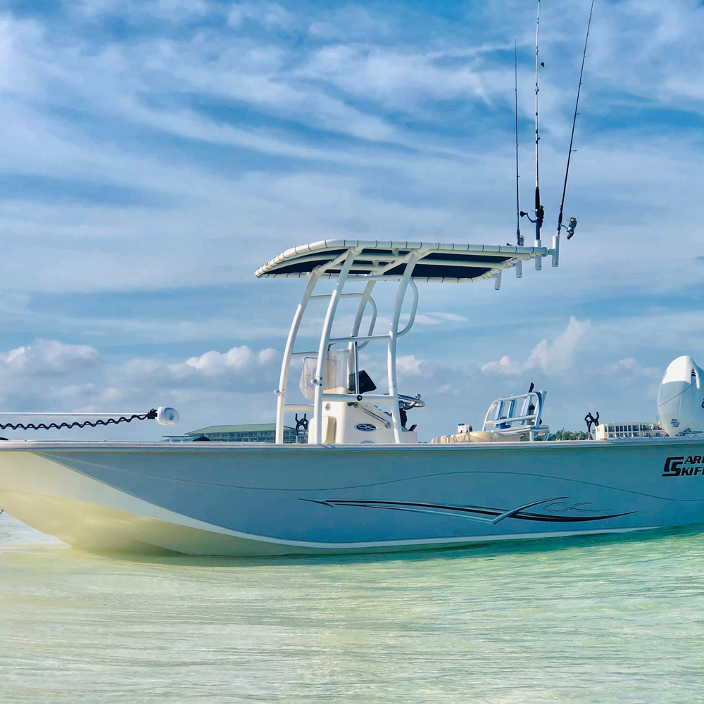 Fishmaster Pro T-Top bianco con tela blu 9