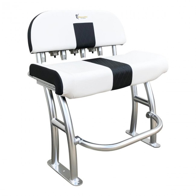 Fishmaster Pro T-Top sedia lucidata con cuscino bianco incl. schienale foto 1