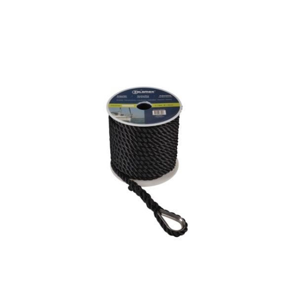corda d'ancoraggio in poliestere 12 mm x 30 m nera