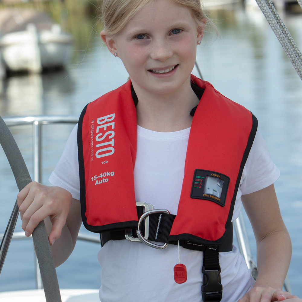 Besto automatisch reddingsvest pro junior 100n rood 15-40kg 5