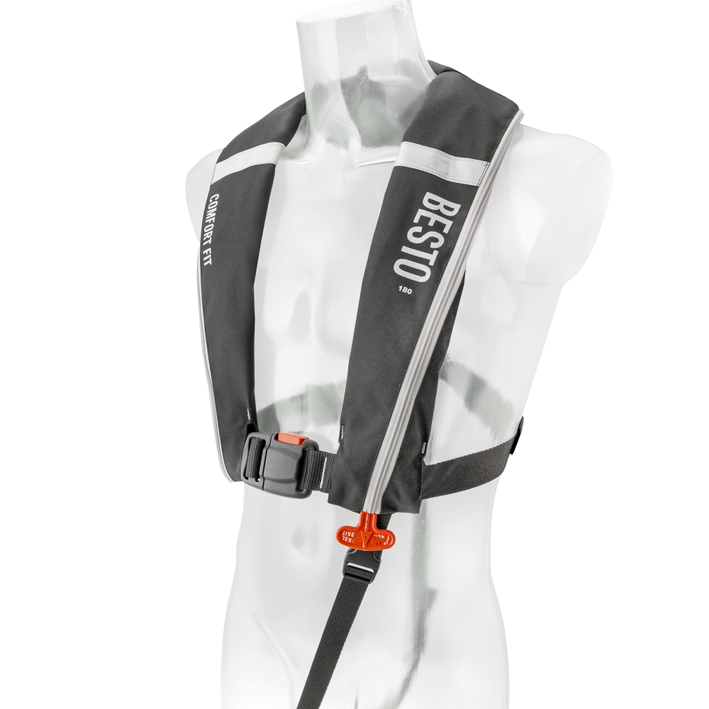 Comfort fit automatisch reddingsvest 180N zh zwart/grijs
