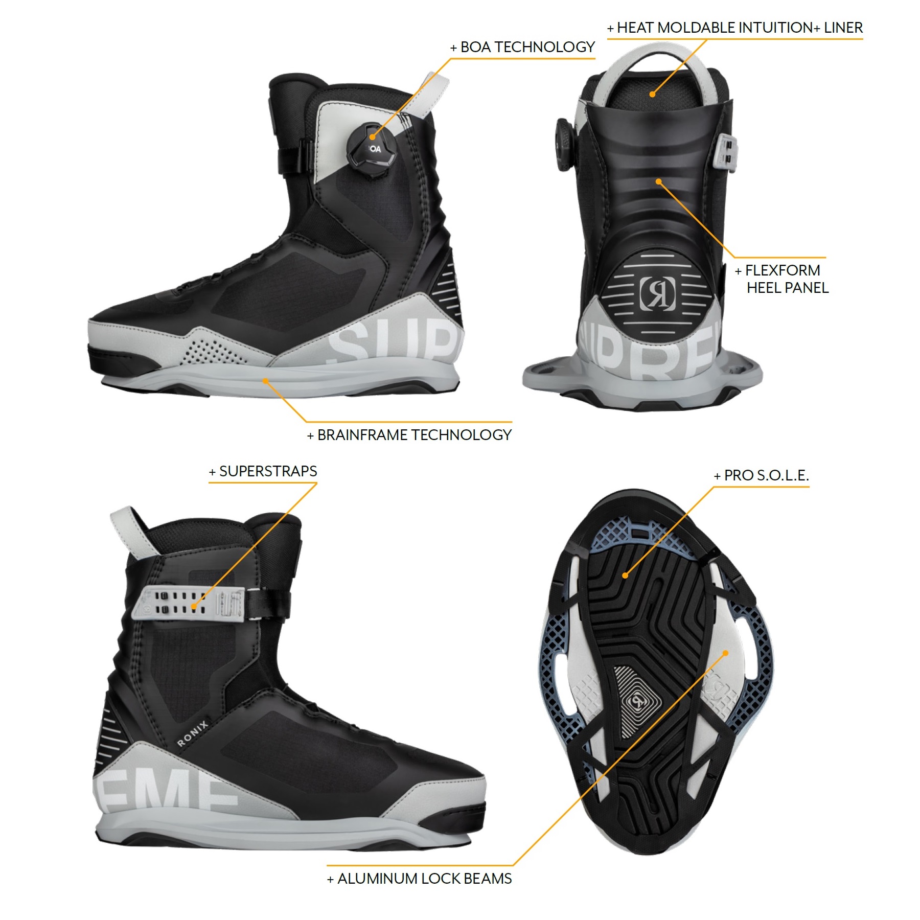 Ronix Supreme wakeboard set 145 cm met Supreme BOA bindingen 6