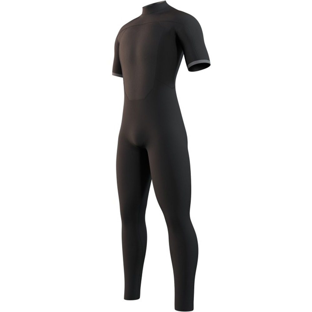 Mystic Brand korte mouwen 3/2mm rugrits Flatlock Zwart heren wetsuit 3