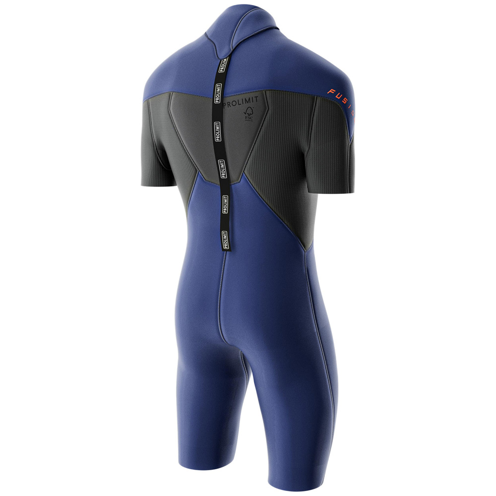 Prolimit Fusion shorty wetsuit 2/2 mm rugrits heren blauw 3