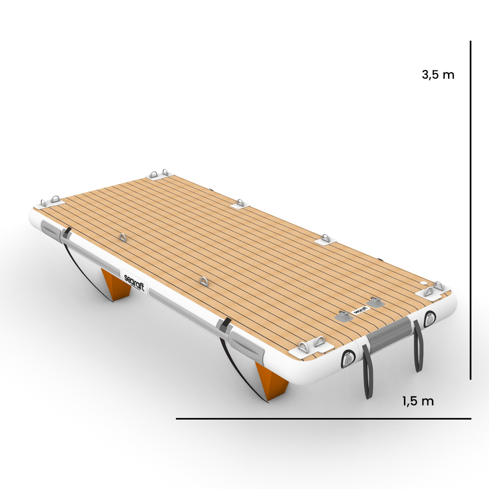 SeaRaft Teak deck grijs medium opblaasbaar platform 3