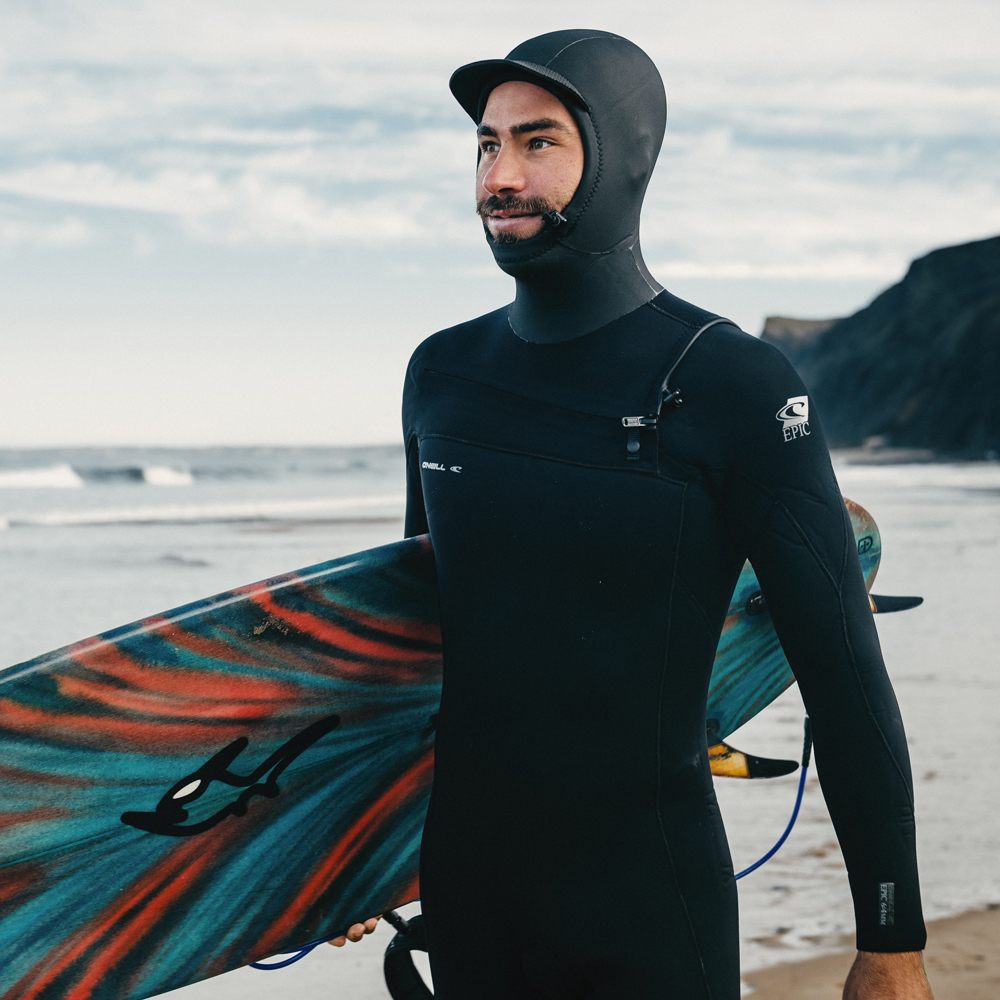 Oneill Epic fullsuit 6/4 borstrits zwart met hood 7