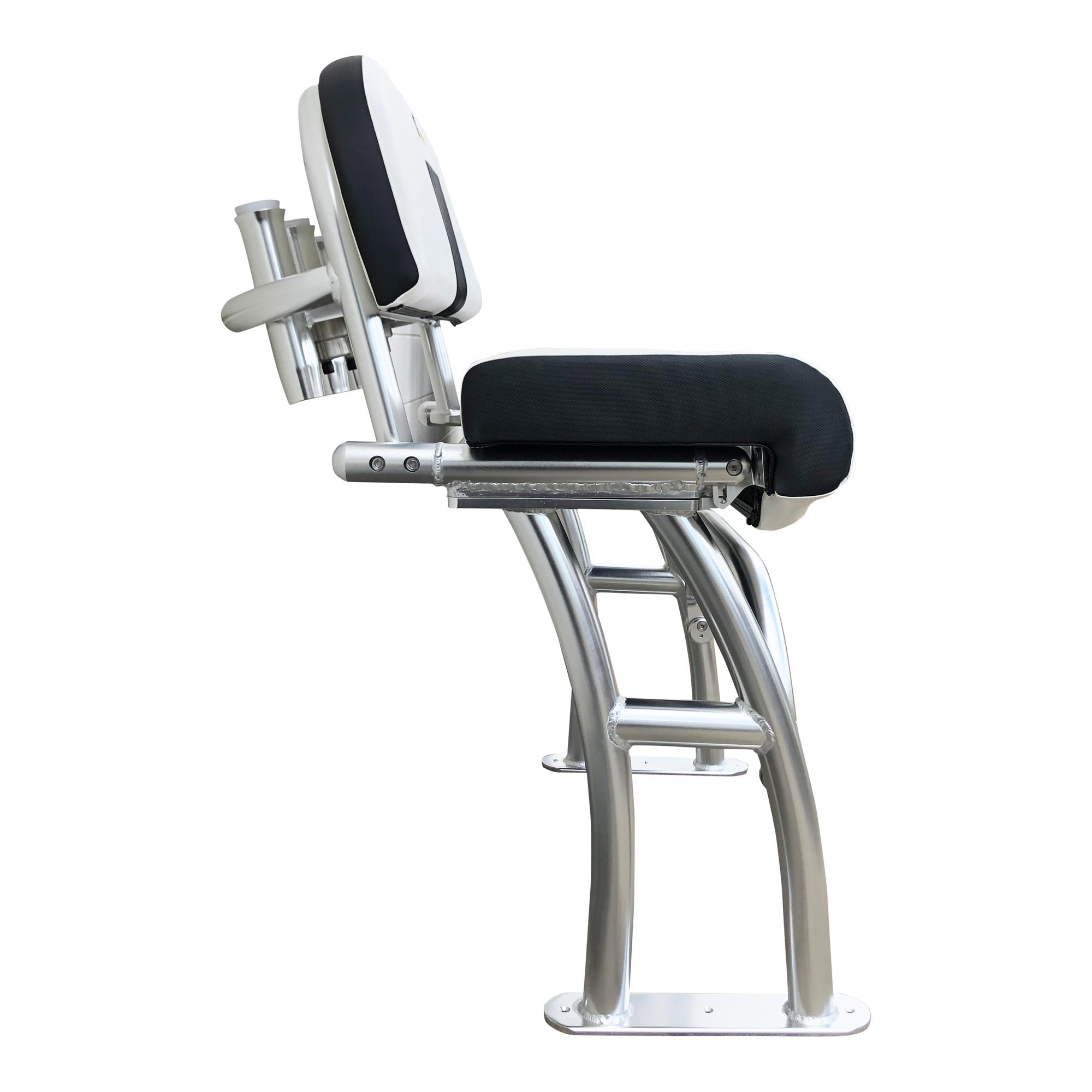 Fishmaster pro T-Top stoel polished met zwart kussen incl. rugleuning 3