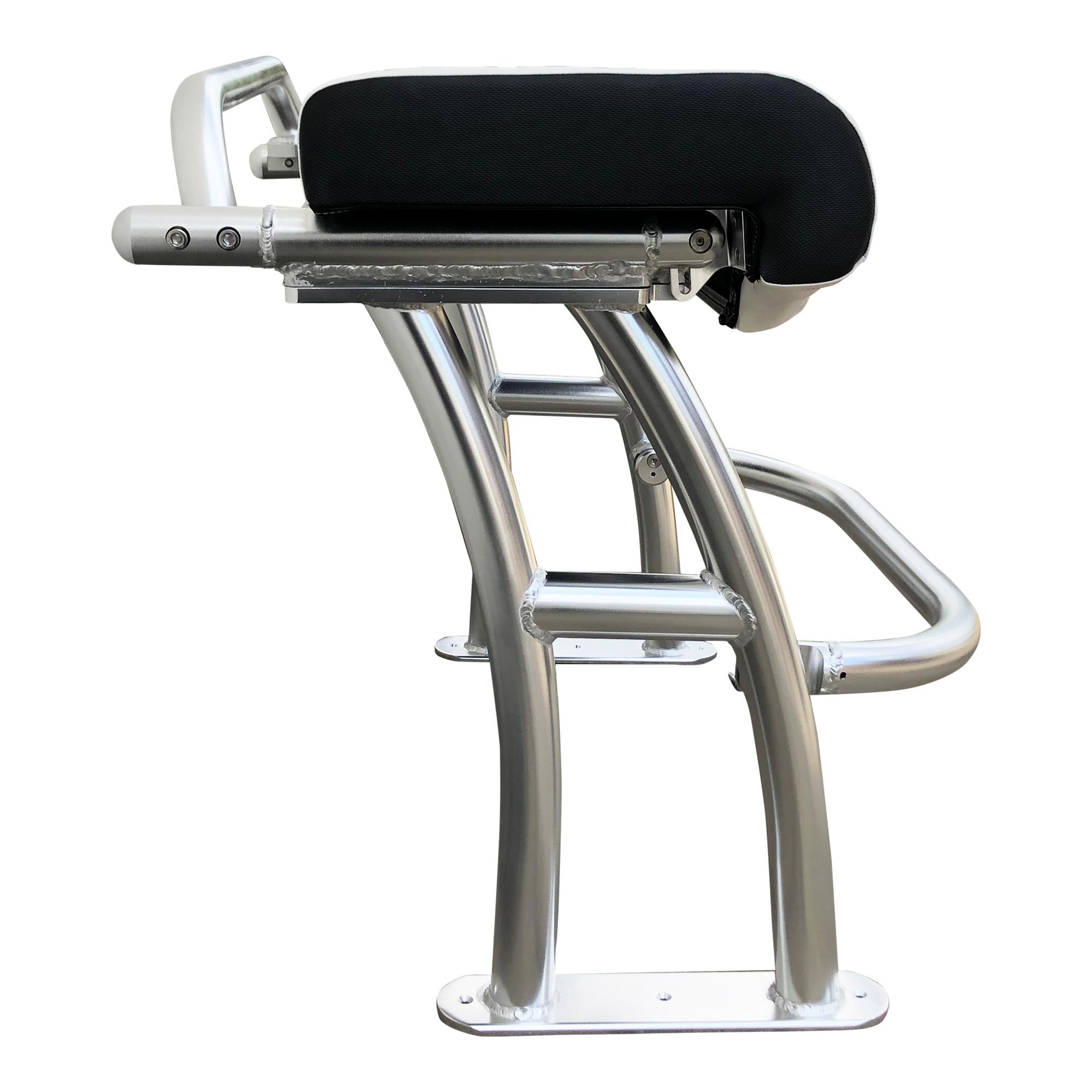 Fishmaster pro T-Top stoel polished met zwart kussen incl. rail 3