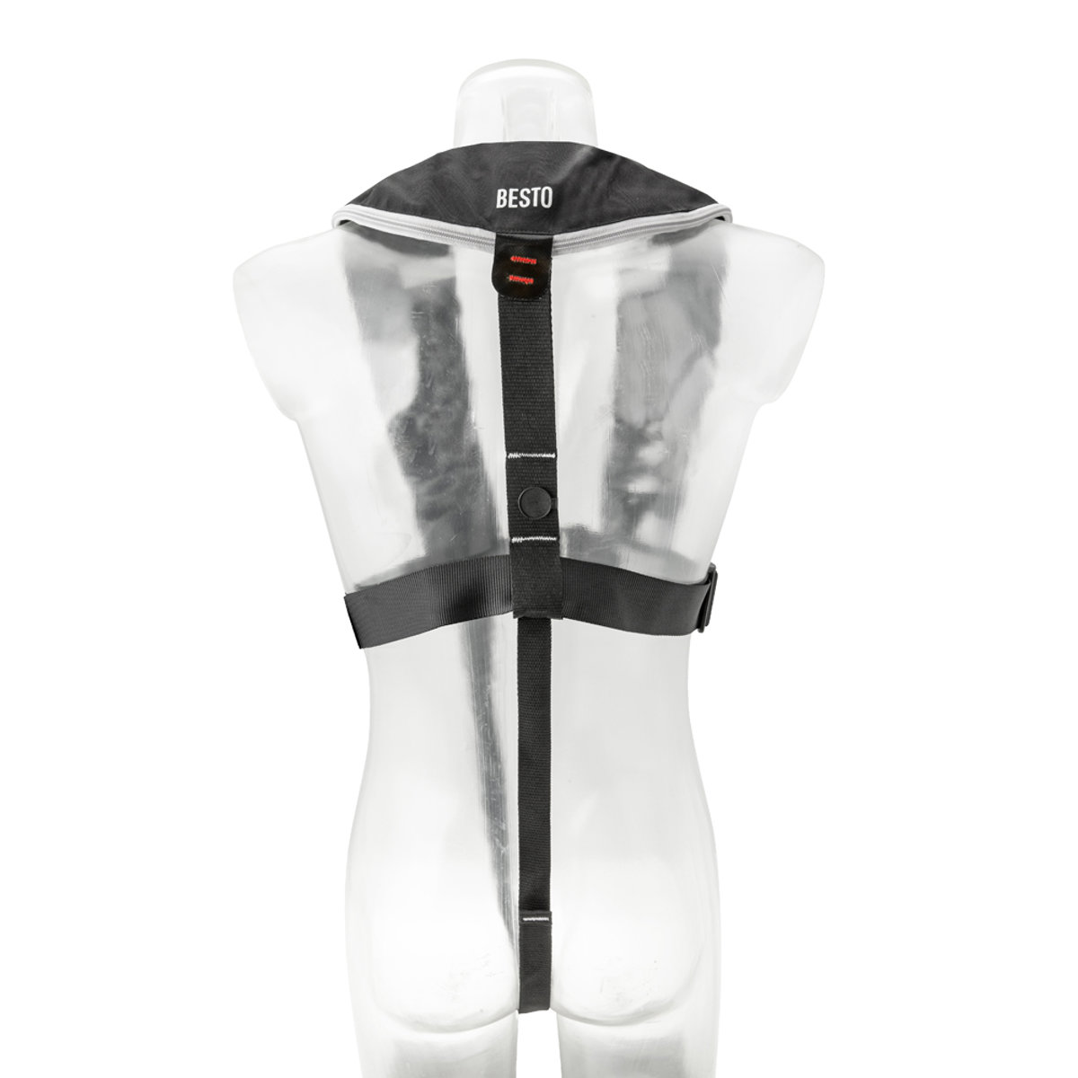 Besto Comfort fit automatisch reddingsvest 180N mh zwart/grijs 3