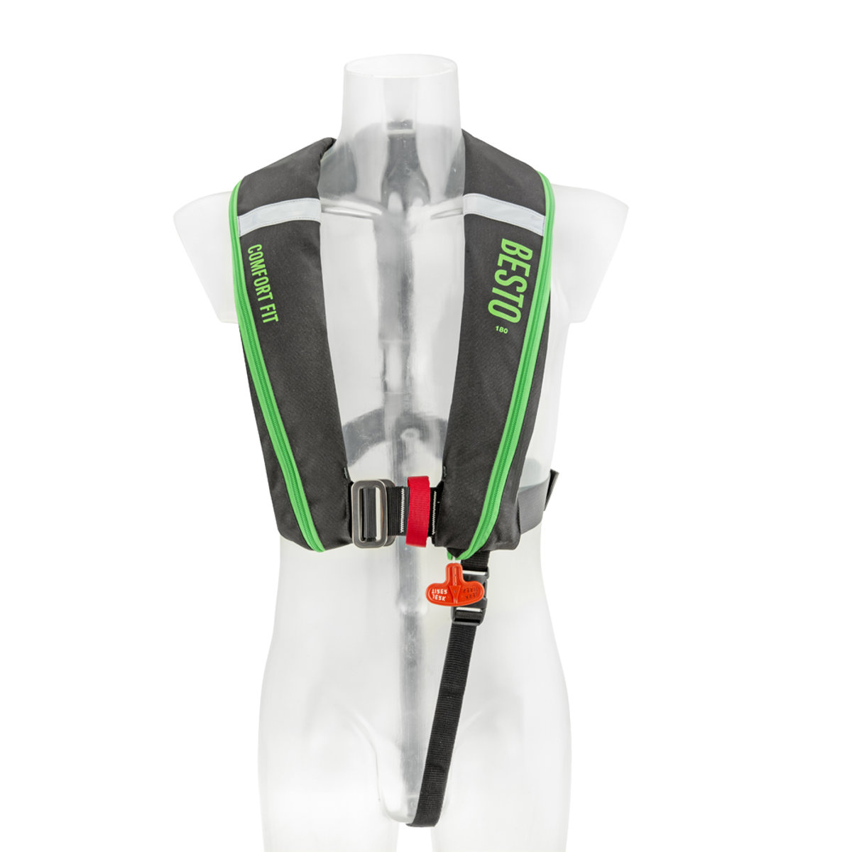 Comfort fit automatisch reddingsvest 180N mh zwart/groen