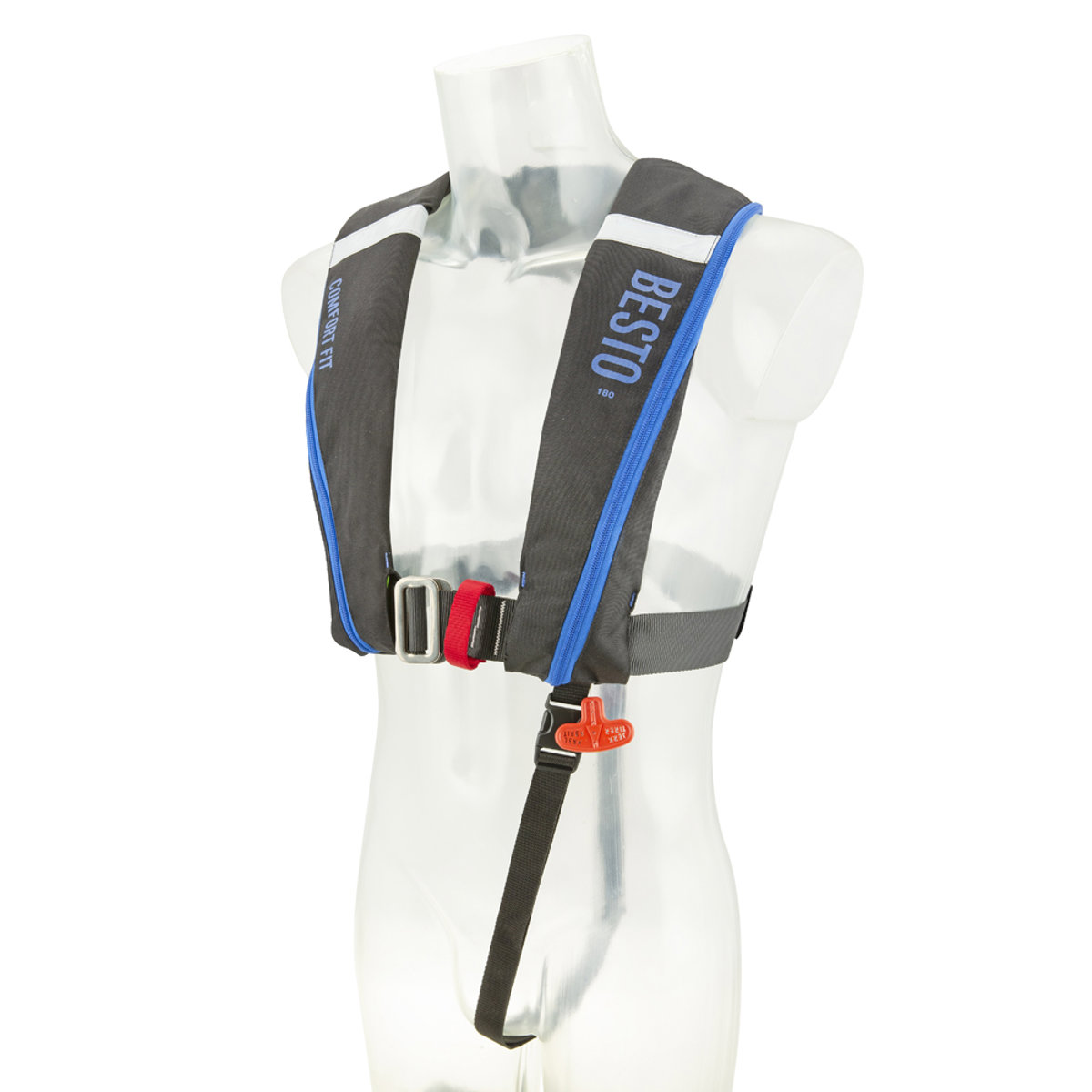Besto Comfort fit automatisch reddingsvest 180N mh zwart/blauw 2
