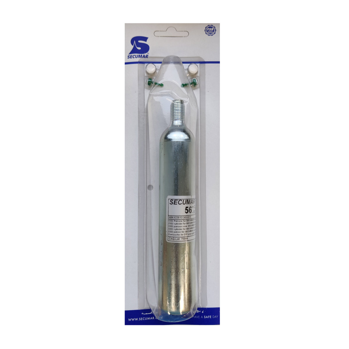 Secumar 56 gr. co2 patroon met 2 tabletten en 2 pinnen voor automatische vesten 4